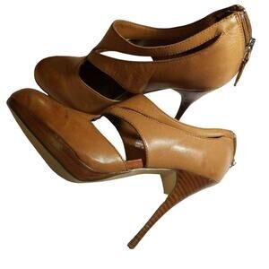 White House Black Market Womens Miranda Booties Brown Zipper Stiletto Heels 8 M
